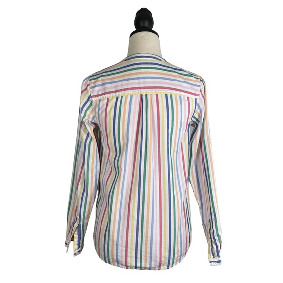 Tommy Hilfiger Striped Popover Top White Multicolor Long Sleeve, Size XS - Picture 7 of 10